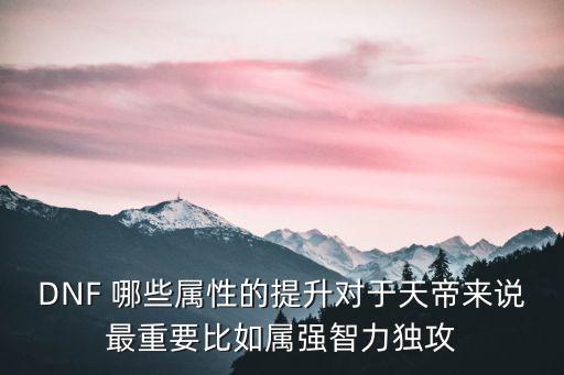 DNF 哪些属性的提升对于天帝来说最重要比如属强智力独攻