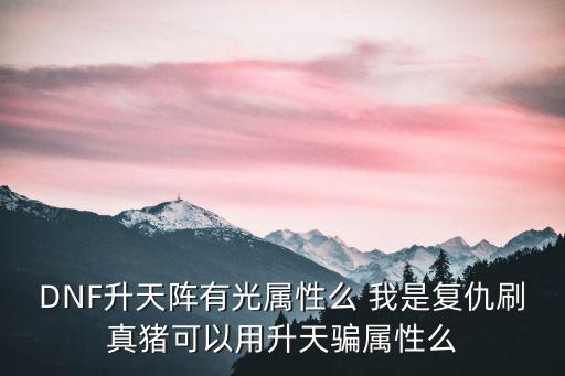 DNF升天阵有光属性么 我是复仇刷真猪可以用升天骗属性么