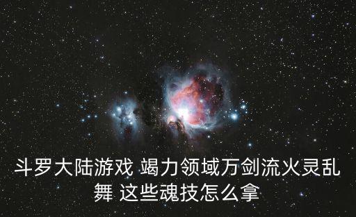 斗罗大陆游戏 竭力领域万剑流火灵乱舞 这些魂技怎么拿