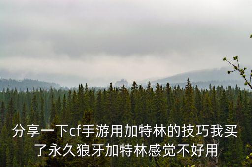 分享一下cf手游用加特林的技巧我买了永久狼牙加特林感觉不好用