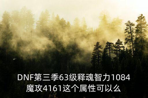 DNF第三季63级释魂智力1084魔攻4161这个属性可以么