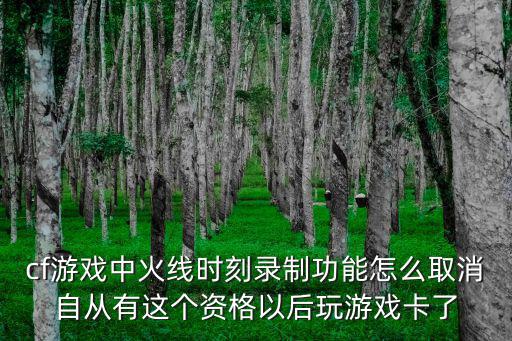 cf游戏中火线时刻录制功能怎么取消自从有这个资格以后玩游戏卡了