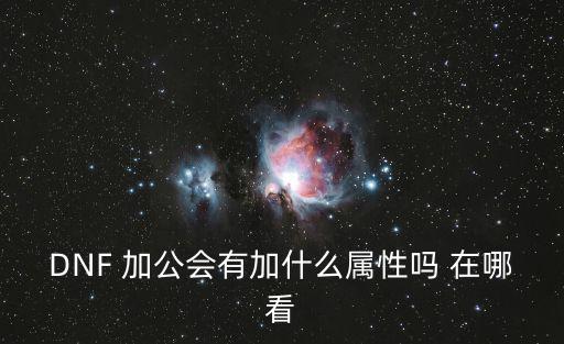 DNF 加公会有加什么属性吗 在哪看