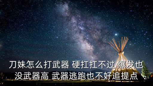 刀妹怎么打武器 硬扛扛不过 爆发也没武器高 武器逃跑也不好追提点