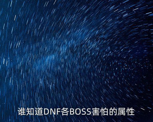 谁知道DNF各BOSS害怕的属性