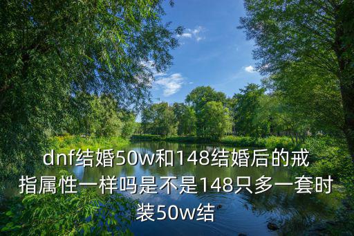 dnf结婚50w和148结婚后的戒指属性一样吗是不是148只多一套时装50w结