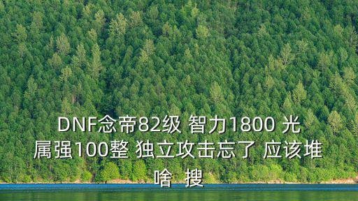 DNF念帝82级 智力1800 光属强100整 独立攻击忘了 应该堆啥  搜