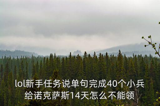 lol新手任务说单句完成40个小兵给诺克萨斯14天怎么不能领