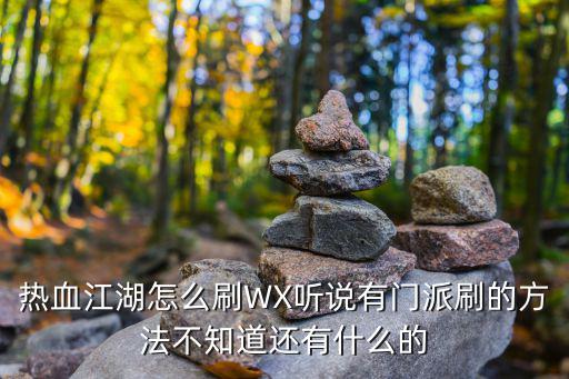 热血江湖怎么刷WX听说有门派刷的方法不知道还有什么的