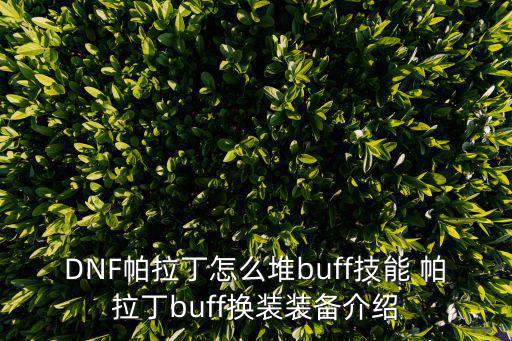 DNF帕拉丁怎么堆buff技能 帕拉丁buff换装装备介绍