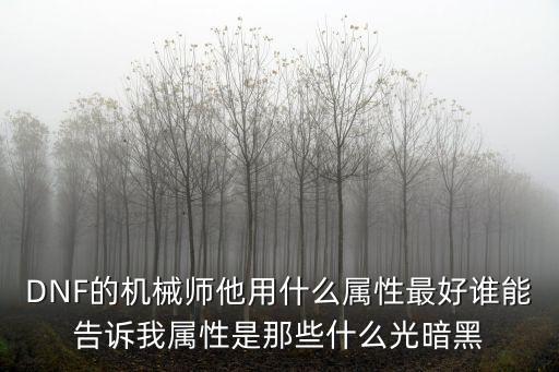 DNF的机械师他用什么属性最好谁能告诉我属性是那些什么光暗黑