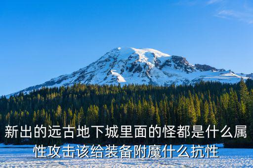 新出的远古地下城里面的怪都是什么属性攻击该给装备附魔什么抗性