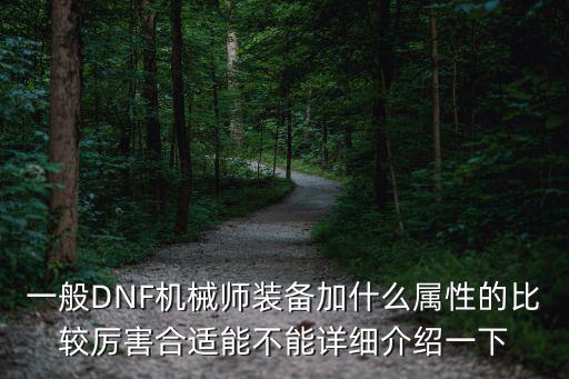 一般DNF机械师装备加什么属性的比较厉害合适能不能详细介绍一下