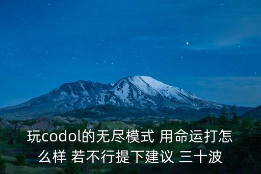 玩codol的无尽模式 用命运打怎么样 若不行提下建议 三十波