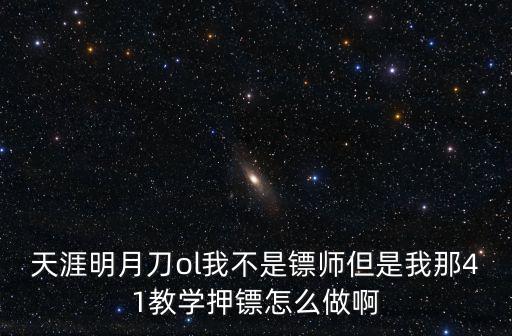 天涯明月刀ol我不是镖师但是我那41教学押镖怎么做啊