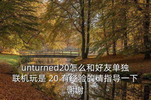 茶杯头手游怎么两个人联机，unturned20怎么和好友单独联机玩是 20 有经验的请指导一下谢谢