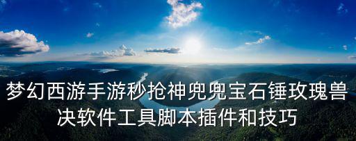 梦幻西游手游秒抢神兜兜宝石锤玫瑰兽决软件工具脚本插件和技巧