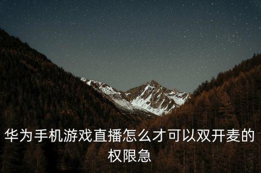 华为手机游戏直播怎么才可以双开麦的权限急