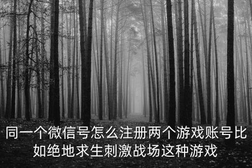 同一个微信号怎么注册两个游戏账号比如绝地求生刺激战场这种游戏