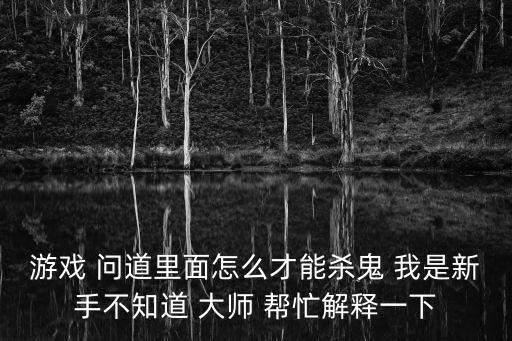 游戏 问道里面怎么才能杀鬼 我是新手不知道 大师 帮忙解释一下