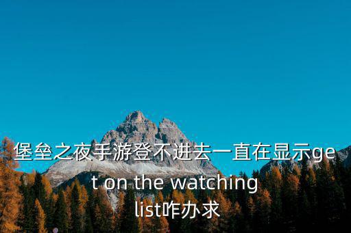 堡垒之夜手游登不进去一直在显示get on the watching list咋办求