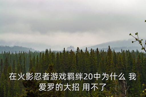 在火影忍者游戏羁绊20中为什么 我爱罗的大招 用不了