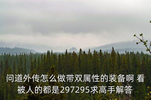 问道外传怎么做带双属性的装备啊 看被人的都是297295求高手解答