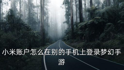 小米账户怎么在别的手机上登录梦幻手游