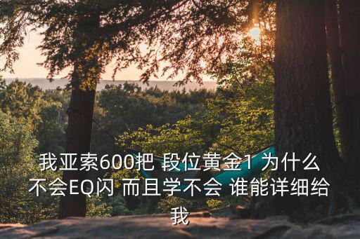 我亚索600把 段位黄金1 为什么不会EQ闪 而且学不会 谁能详细给我