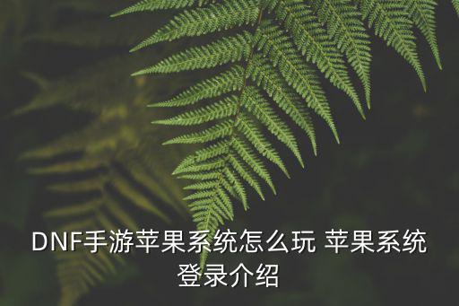 DNF手游苹果系统怎么玩 苹果系统登录介绍