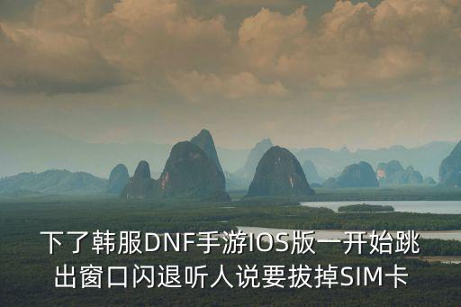 下了韩服DNF手游IOS版一开始跳出窗口闪退听人说要拔掉SIM卡