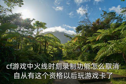 cf游戏中火线时刻录制功能怎么取消自从有这个资格以后玩游戏卡了