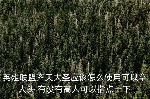 英雄联盟齐天大圣应该怎么使用可以拿人头 有没有高人可以指点一下