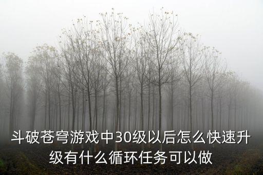 斗破苍穹游戏中30级以后怎么快速升级有什么循环任务可以做