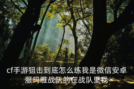 cf手游狙击到底怎么练我是微信安卓服玛雅战队的在战队里我