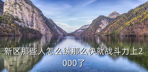 新区那些人怎么练那么快就战斗力上2000了