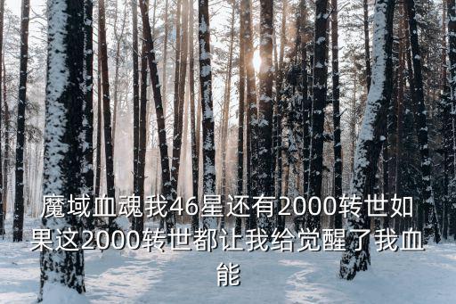 魔域血魂我46星还有2000转世如果这2000转世都让我给觉醒了我血能