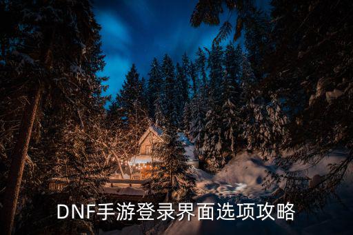 DNF手游登录界面选项攻略