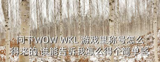 问下WOW WKL 游戏里称号怎么得来的 谁能告诉我怎么得个简单些