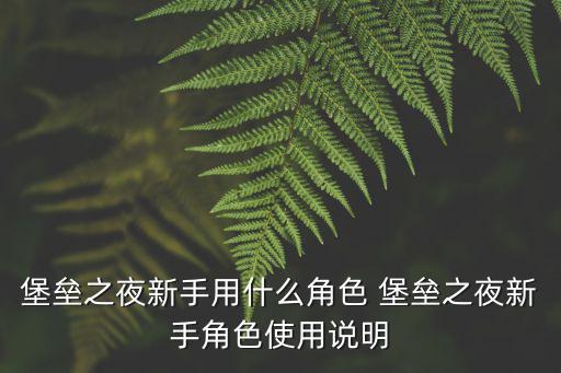 堡垒之夜新手用什么角色 堡垒之夜新手角色使用说明