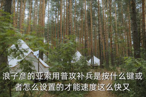 浪子彦的亚索用普攻补兵是按什么键或者怎么设置的才能速度这么快又