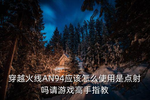 穿越火线AN94应该怎么使用是点射吗请游戏高手指教