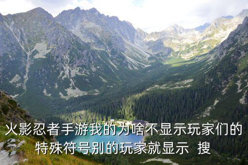 火影忍者手游我的为啥不显示玩家们的特殊符号别的玩家就显示  搜