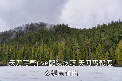 天刀丐帮pve配装技巧 天刀丐帮怎么提高输出