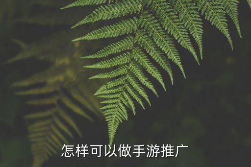 怎样可以做手游推广