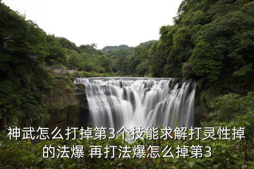 神武怎么打掉第3个技能求解打灵性掉的法爆 再打法爆怎么掉第3