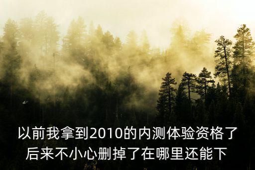 以前我拿到2010的内测体验资格了后来不小心删掉了在哪里还能下