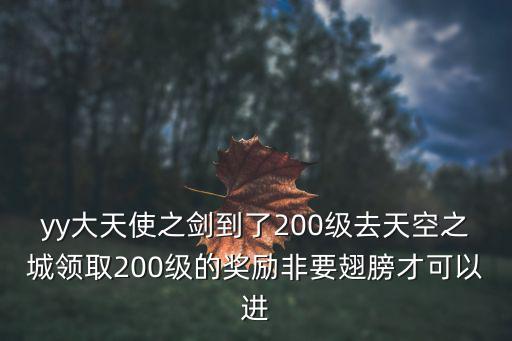 yy大天使之剑到了200级去天空之城领取200级的奖励非要翅膀才可以进