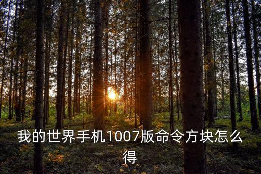 我的世界手机1007版命令方块怎么得