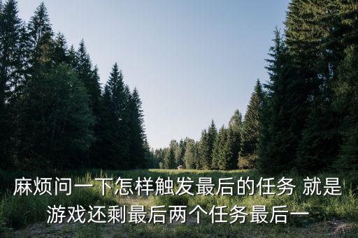 麻烦问一下怎样触发最后的任务 就是游戏还剩最后两个任务最后一